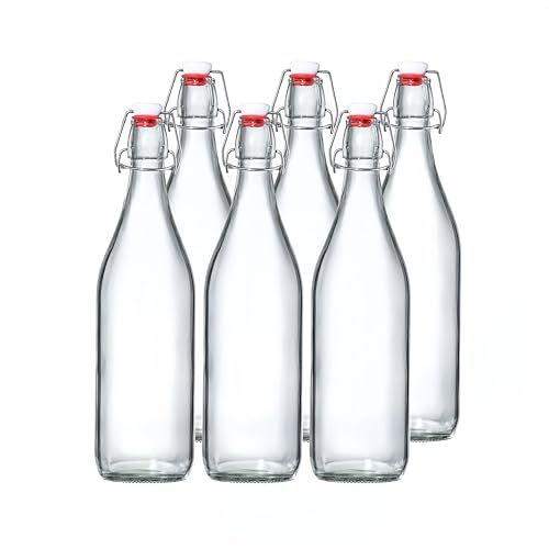 Glass Bottles With Airtight Stoppers &amp;amp; Swing Top Lids Clear Preserve Jars
