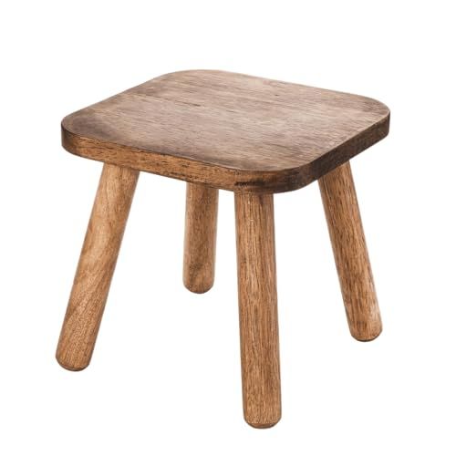 Eidoct Small Wooden Stool 24cm - Non-Slip Step Stool Holds 300lbs/136kg, Portable Footstool for Adults &amp;amp; Kids | Multi-Use for Bedroom, Bathroom, Kitchen, Office, Garden (easy Assembly, Solid Wood)