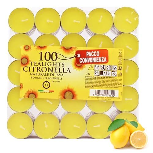 Price's Candles Citronella Scented Tealights Pack of 100 Long Burning Outdoor Tea Lights for Garden Bbq Camping Patio &amp;amp; Outdoor Dining
