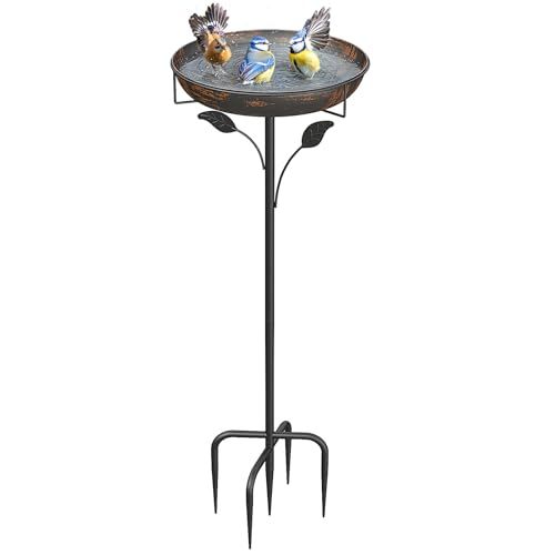 Weldun Bird Bath for Outdoor Garden, &amp;Phi;30cm Metal Freestanding Birdbaths Bowl &amp;amp; Support, Metal Bird Basin, Vintage Water Bowl for Wild Birds, Patio Yard Lawn Decor, Bronze