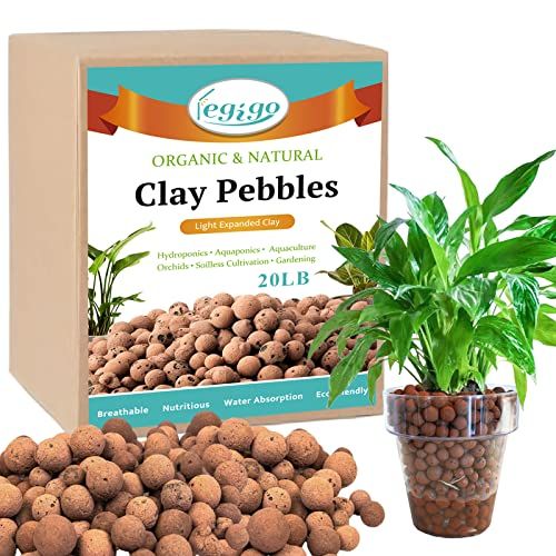 Legigo 19 Lbs Organic Leca Clay Pebbles for Plants, 4mm-16mm 100% Natural Leca Balls for Indoor Plants, Hydroton Clay Pebbles for Plants Hydroponic Aquaponics Growing Orchid Drainage Terrarium