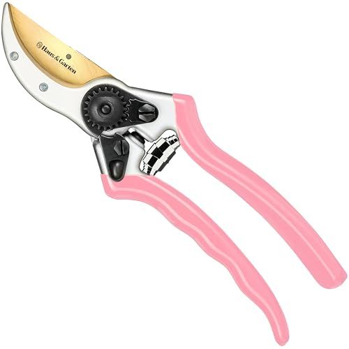 Haus &amp;amp; Garten Classicpro 8.5" Premium Titanium Bypass Garden Shears - Use as Pruners, Pruning Shears for Gardening, Hand Pruners, Handheld Garden Clippers, Scissors for Women