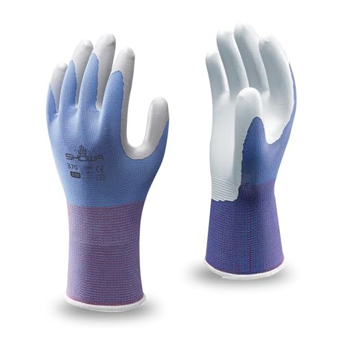 Showa Floreo 370 Gardening Gloves for Women &amp;amp; Men &amp;ndash; 1 Pair Nitrile-Coated Garden Gloves With Touchscreen Grip &amp;ndash; Lightweight, Breathable &amp;amp; Comfortable Fit for Gardening &amp;amp; Diy Tasks - Blue 8/large