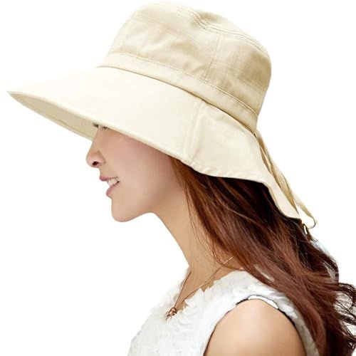 Comhats Sun Hats Women Uv Protection Wide Brim Hats With Neck Protection Ladies Summer Hats Upf 50 Cotton Sunhats Safari Gardening Hat Packable Beige Large
