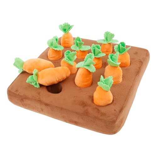 Carrot Garden Dog Toy,13''x13'' Carrot Snuffle Mat for Dogs With12 Plush Carrots,interactive Carrot Harvest Dog Toy for Small Medium and Large Dogs (squeaky Style)