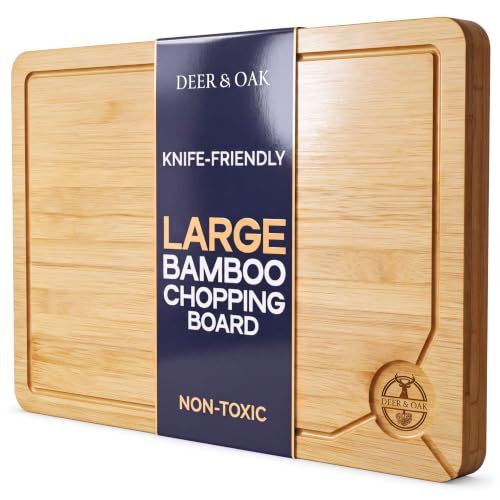 Deer &amp;amp; Oak Large Bamboo Chopping Board 38x25cm, Pre-Oiled