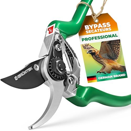 Gr&amp;Uuml;ntek Professional Bypass Secateurs 20 Mm Cut &amp;ndash; Sk5 Teflon-Coated Blade 48 Mm &amp;ndash; Ergonomic Garden Pruning Shears | Garden Secateurs Heavy Duty | Precise, Clean Cutting