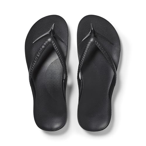 Archies Arch Support Flip Flops for Men &amp;amp; Women &amp;ndash; Orthotic Sandals for Plantar Fasciitis Relief &amp;ndash; Lightweight, Cushioning, Shock-Absorbing Sandals for Walking, Foot Pain - Black (uk 4)