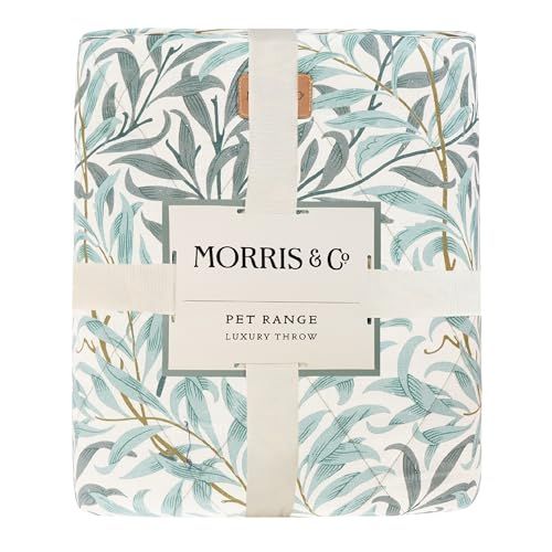 Rosewood X Morris &amp;amp; Co. Willow Boughs Pet Blanket for Dogs and Cats, 150 X 100 Cm, Ivory/green, Dog Blanket/throw With Soft Velvet Reverse, Easy-Care, Luxury William Morris Print