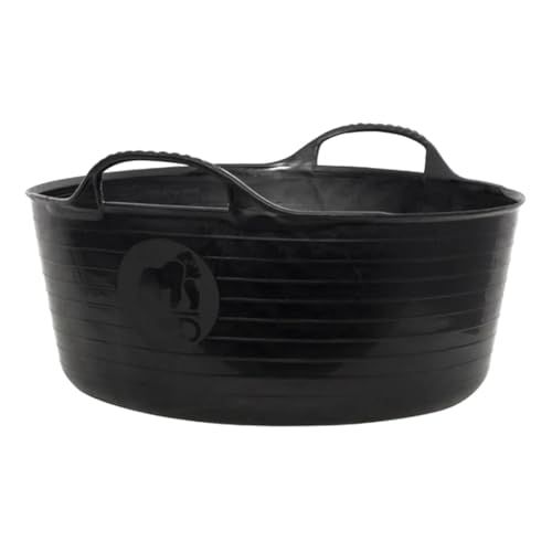Red Gorilla 15l Small Shallow Flexible 2-Handled Recycled Tub in Black Weather Resistant Suitable for Animal Horse Food Storage Preparation Diy Builders Gardening