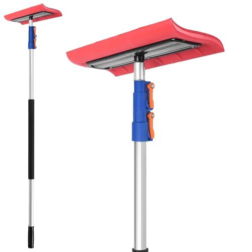Shinming Snow Rakes Roof Rake, 5-12 Ft Extendable (up to 18 Ft Reach) Lightweight Aluminum With Soft Foam Pad for Snow Removal Solar Panel Cleaning