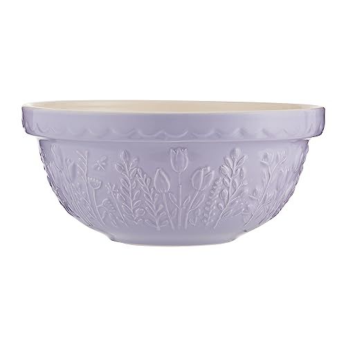Mason Cash in the Meadow Mixing Bowl 24cm | 2 Litre Earthenware Bowl With Embossed Floral Design &amp;ndash; Ideal for Dough, Pastry, Cake &amp;amp; Cookie Mixes | Dishwasher Safe