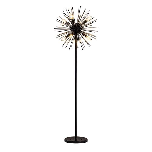 Wellmet Black Floor Lamp, Mid Century Modern Floor Lamps for Living Room Bedroom, 65.3 Inch Tall Unique Metal Floor Lamp for Corner Decorative, Globe Shade