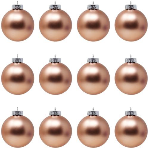 Sleetly 12pc Matte Rose Gold Christmas Ball Ornaments &amp;ndash; Plastic Diy Paintable Blank Plain Ornaments, Holiday Crafts for Kids &amp;amp; Adults - Decorate With Paint, Glitter, Stickers &amp;amp; Markers, 3.15&quot;