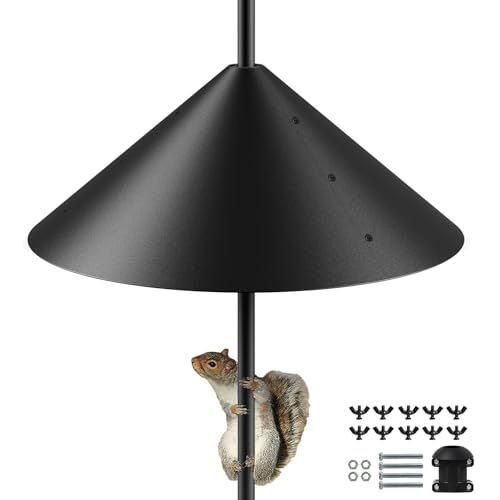 19 Inch Metal Squirrel Baffle for Bird Feeder Pole, Outdoor Squirrel Proof Bird Feeders, Bird House Guard for Shepherd&amp;rsquo;s Hook, Rust Chew Proof Heavy Duty
