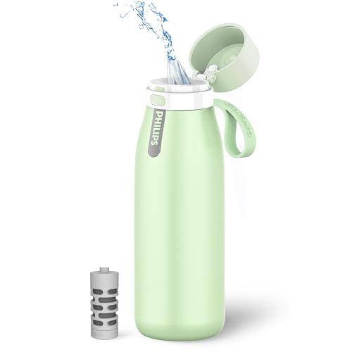 Philips Filtered Water Bottle Stainless Steel Travel Keeps Cold 32oz Green