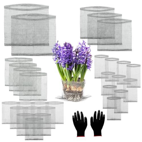 Froidesente 30 Pcs Root Guard Gopher Proof Stainless Wire Steel Baskets, 1 Gallon 3 Gallon 5 Gallon 10 Gallon Gophers Moles Voles Mesh Baskets Protect Plant Roots Tubers Trees Flowers Crops&amp;#65288;mix Size&amp;#65289;
