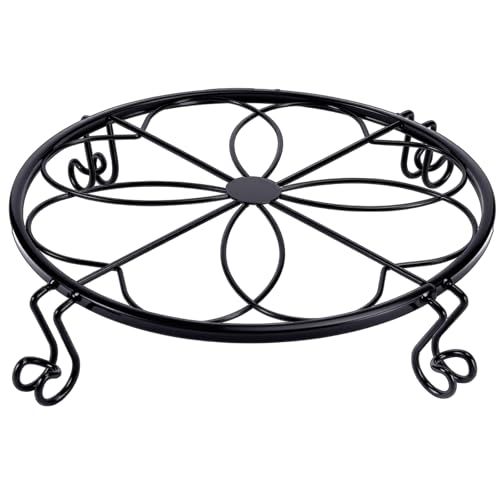 1/2/4 Pack 10/12 Inch Heavy Duty Iron Plant Stands - Rustproof Metal Flower Pot Holder for Indoor Outdoor Use, Round Wrought Iron Planter Stand for Corner Gardening, Patio, Balcony Decor- Black (12in1pcs)