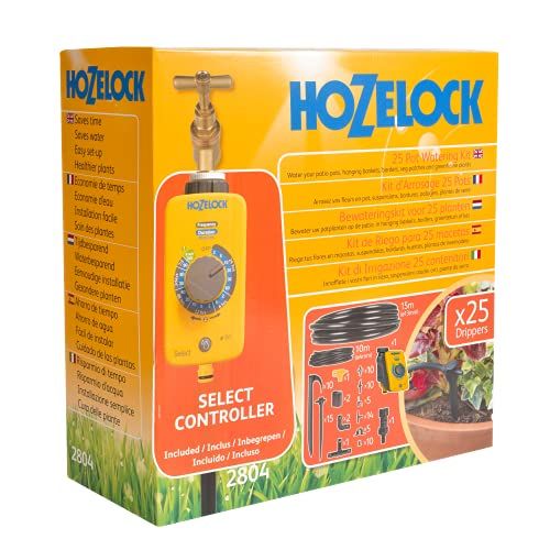 Hozelock - Drip Irrigation Kit 25 Pots : Ideal for Pots, Window Boxes and Vegetable Gardens, Easy to Use, Supplied With 25m of Hose and a Timer for Precise, Independent Watering [2804 1240]