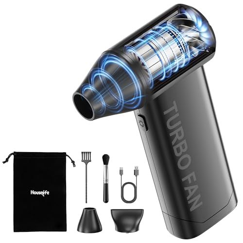 Houselife Cordless Snow Blower for Car, Handheld Electric Air Duster With Brushless Motor, 150000 Rpm Mini Turbo Snow Blower Battery Powered, Portable Air Blowers for Windows/stairs/patio