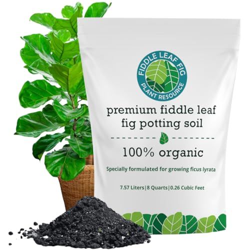 100% Organic Fiddle Leaf Fig Soil &amp;ndash; Optimally-Draining Potting Mix for Healthy Roots, Fewer Brown Spots &amp;amp; Faster Growth | Enriched With Biochar &amp;amp; Bark | Made in Usa | Large 7.5l Bag