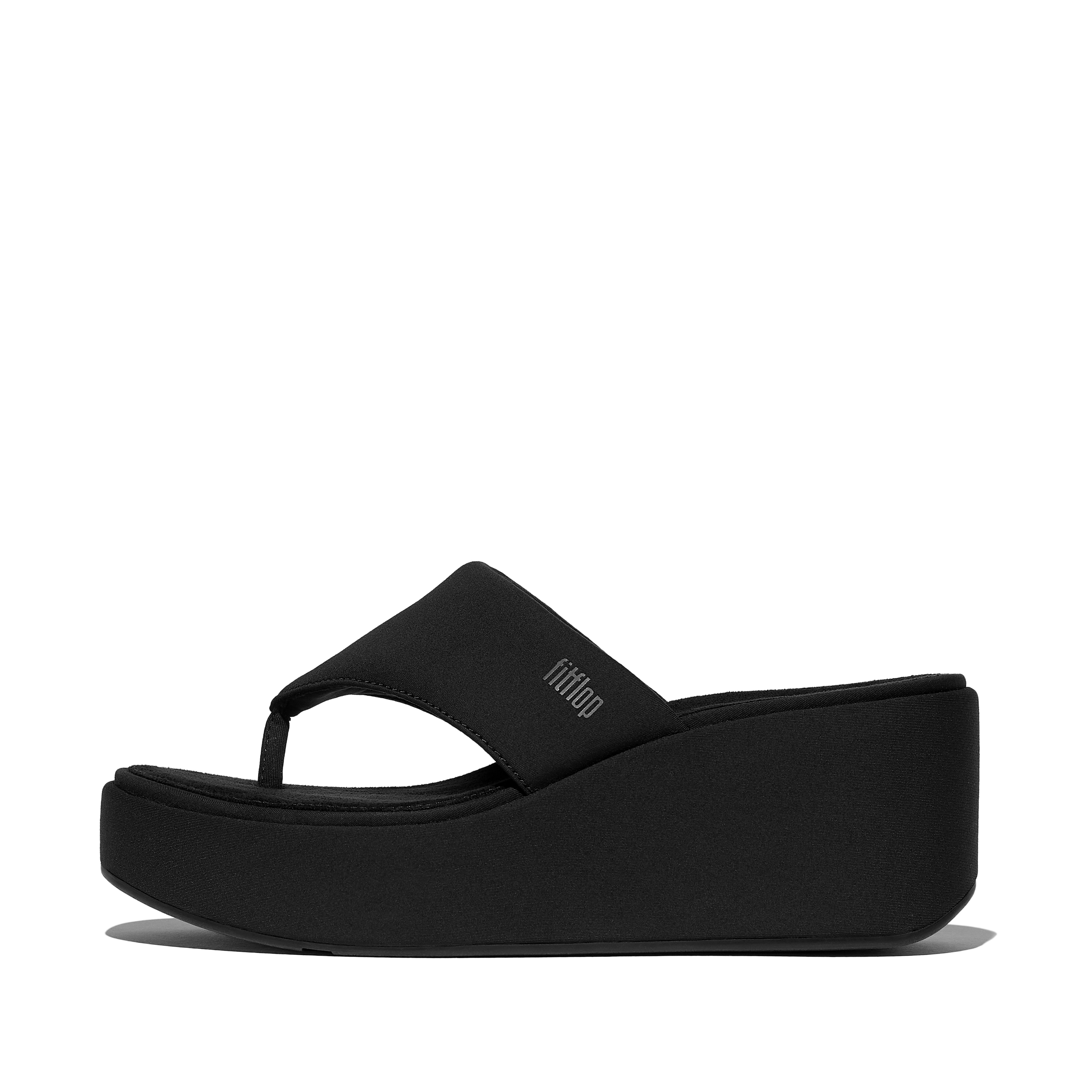 Platfforms Wedge Toe-Post Sandals Black