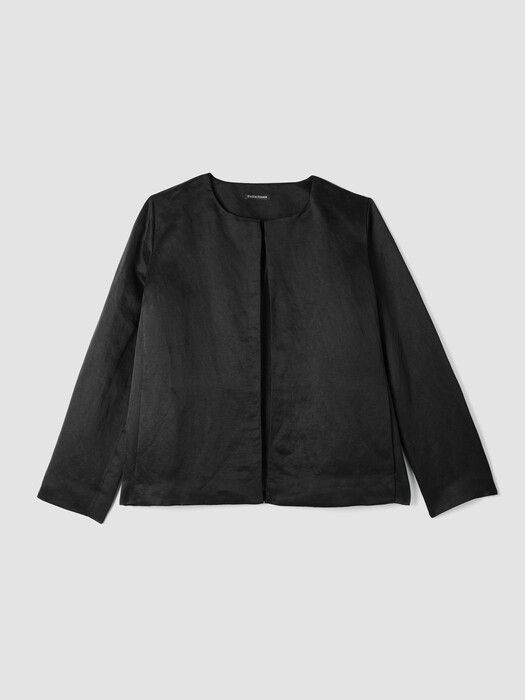 Linen Silk Satin Round Neck Jacket