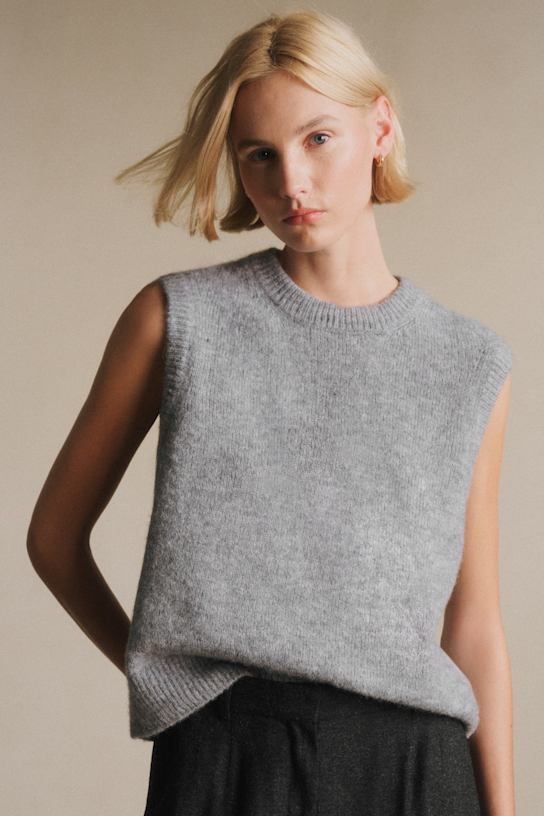 Samuel Jumper - Mottled Grey - Baby Alpaca - S&amp;eacute;zane