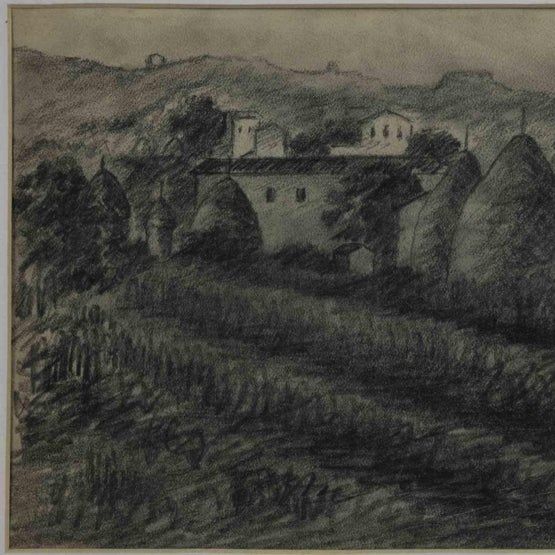 Landscape - Charcoal Drawing by Achille Lega - 1928
