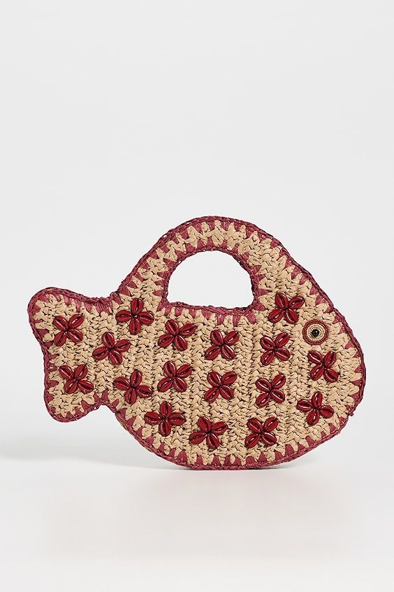 Puka Fish Bag - Natural/burgundy