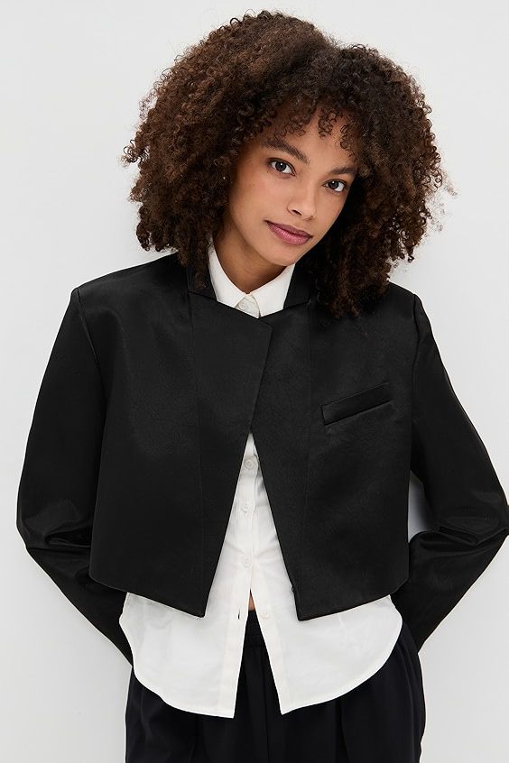 Helmut Lang Cropped Satin Blazer