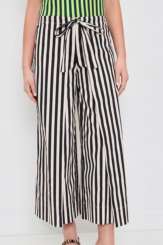 Lima Poplin Pants - Black/white Stripe