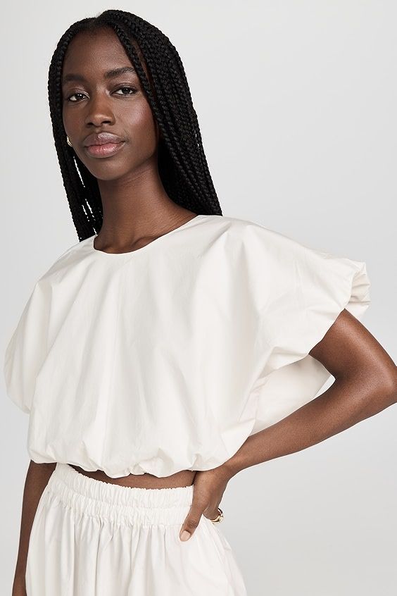 Mikoh Opihi Bubble Sleeve Crop Top