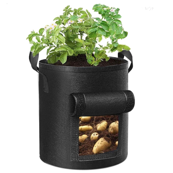 Cavisoo, Cavisoo 5-Pack 10 Gallon Potato Grow Bags, Garden Planting Bag With Reinforced Handle, Thickened Nonwoven Fabric Pots for Tomato, Vegetable and Fruits