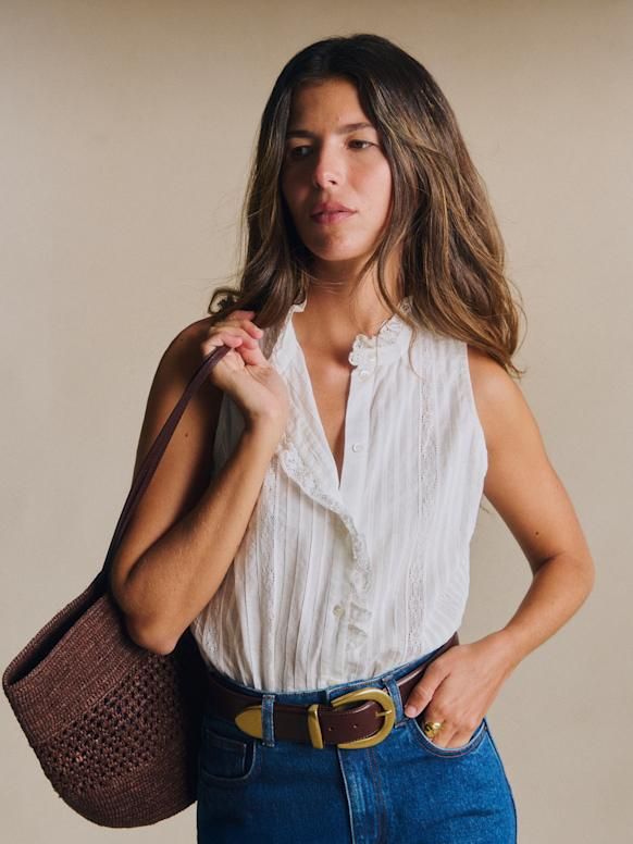 Celinda Shirt - Embroidered Ecru - Organic Cotton - S&amp;eacute;zane