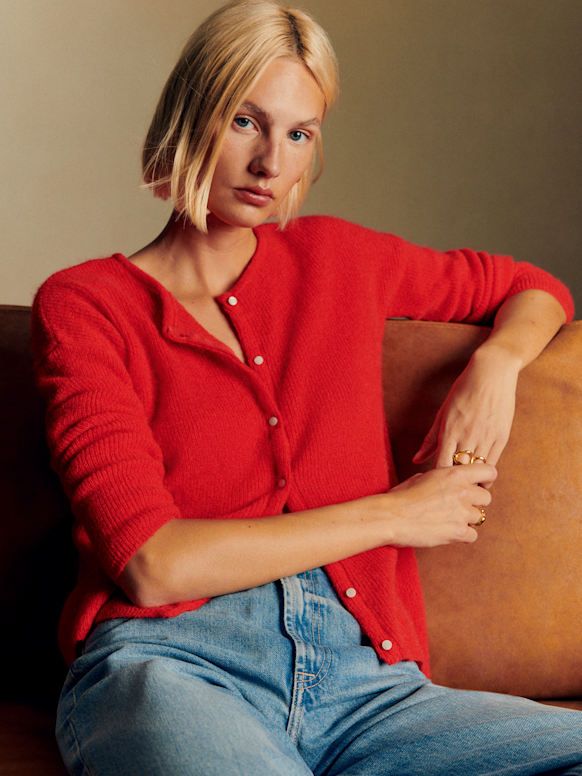 Gaspard Cardigan - Red - Super Kid Mohair - S&amp;eacute;zane