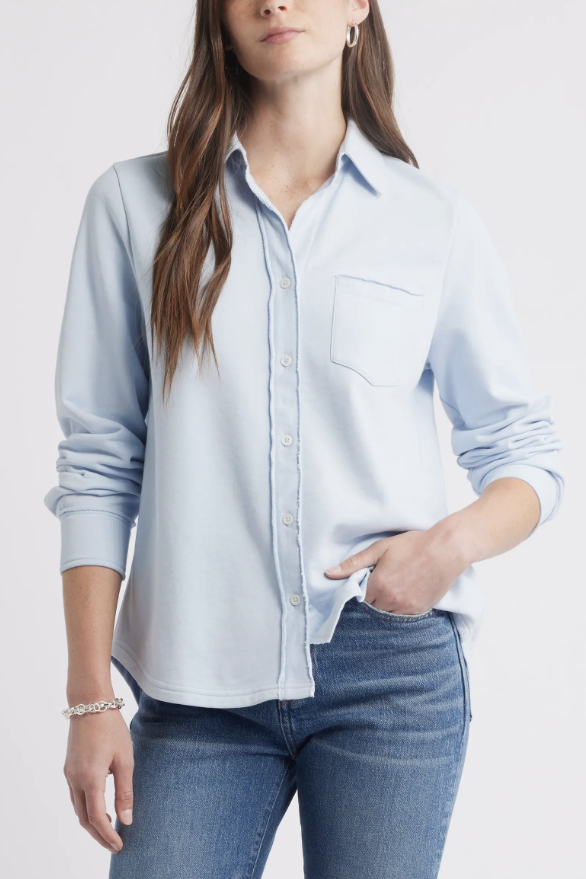 Caslon , French Terry Button-Up Shirt (Was $80)