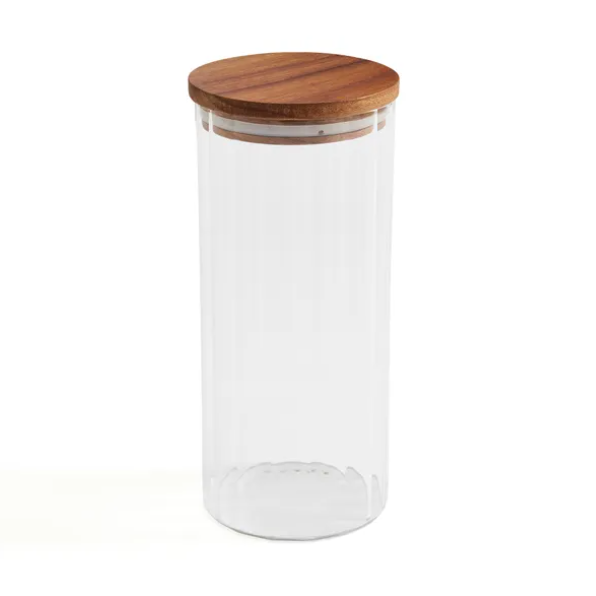 Acacia Ribbed Glass Jar