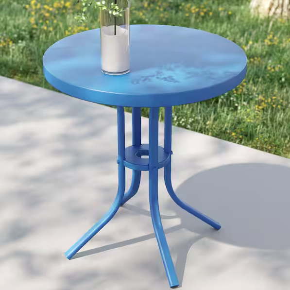 Sonkuki Blue Metal Frame Outdoor Side Table