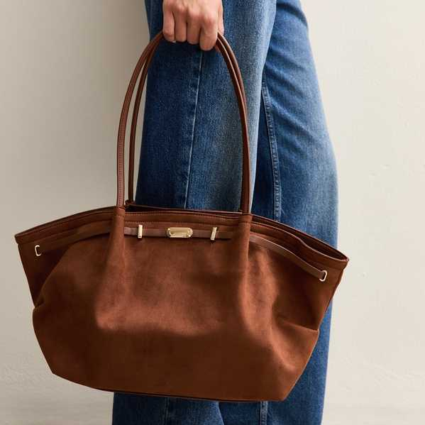 New Look, Tan Faux Suede Tote Bag