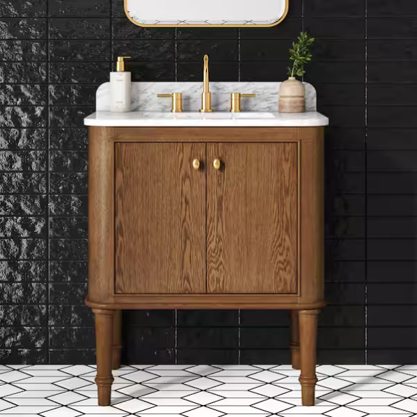 Home Decorators Collection, Collette Single Sink Vanity with White Carrara Marble Top