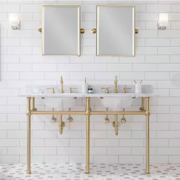 Home Depot, Embassy 60 in. Brass Washstand Legs and Connectors in Satin Gold PVD