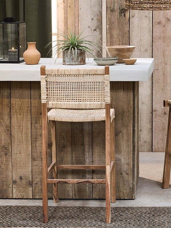 Madrisana Acacia &amp;amp; Rattan Bar Stool - One Size / Natural