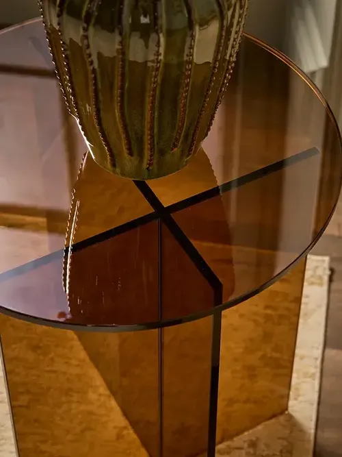 Round Coloured Glass Side Table 