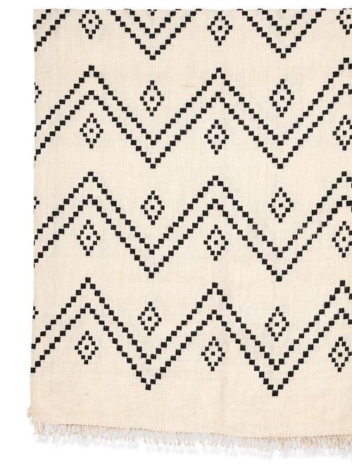 Zig Zag Indian Bedcover in Ivory