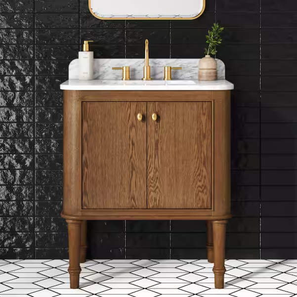 Home Depot, Collette Oak Bath Vanity with White Carrara Marble Top