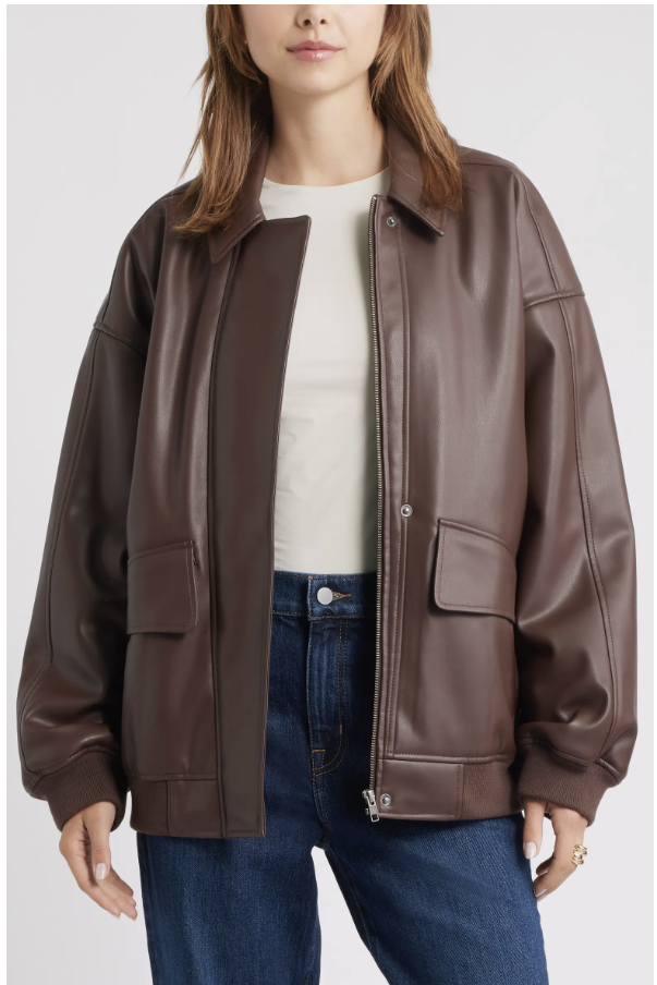 Open Edit, Oversize Faux Leather Jacket (Was $150)
