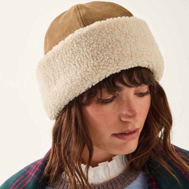 Coby Faux Suede Borg Docker Hat