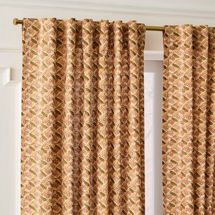 Pierce &amp;amp; Ward Floral Lattice Curtain