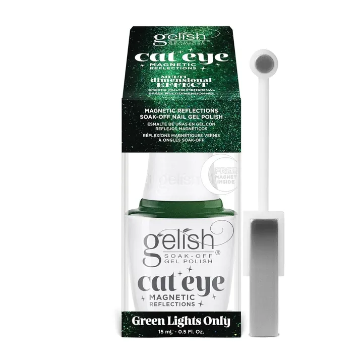 Gelish Cat Eye Magnetic Reflections Green Lights Only Magnet Gel Polish, 0.5 Fl Oz.